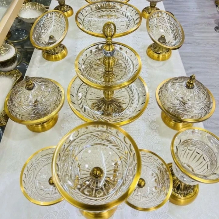 爆款18头水晶玻璃果盘家用果盘gizakdan新疆包邮