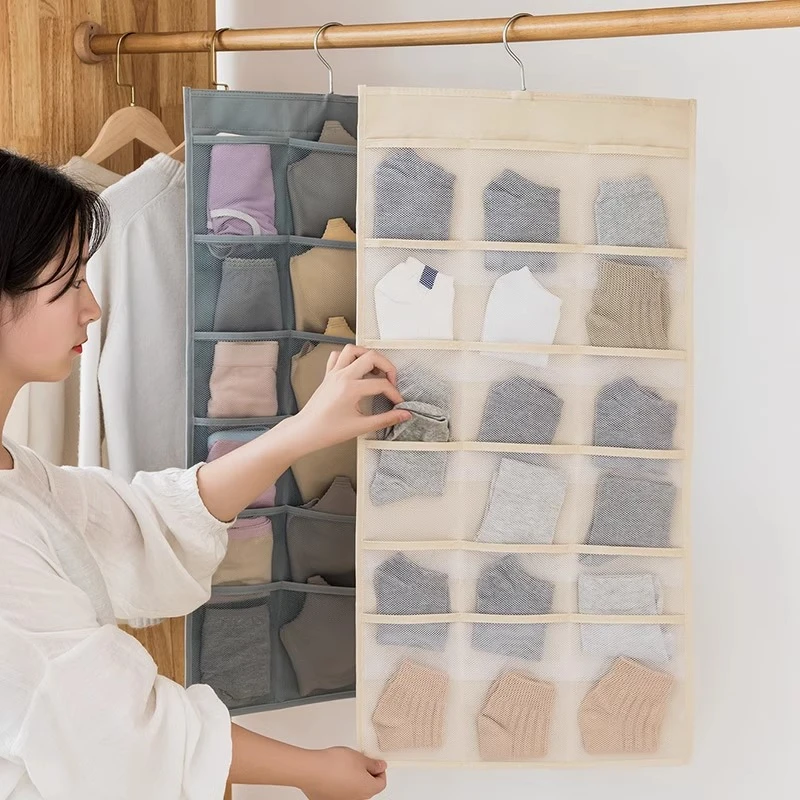 内衣收纳挂袋悬挂式袜子内裤文胸整理神器衣柜宿舍双面收纳袋家用