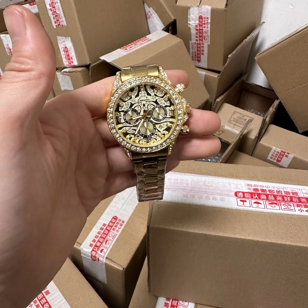 金色老虎迪高端小众奢华钢带计时腕表