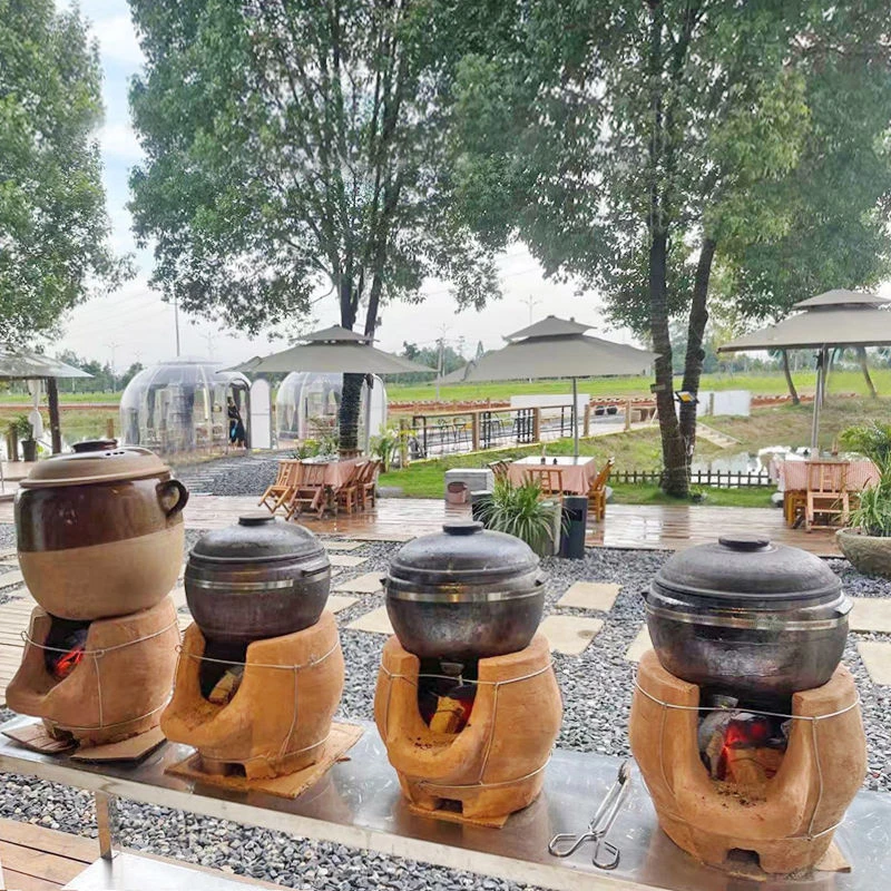 手工泥炉小土灶炖鸡柴火炉砂锅泥土灶农家乐煨鸡汤土炉子炭炉火锅