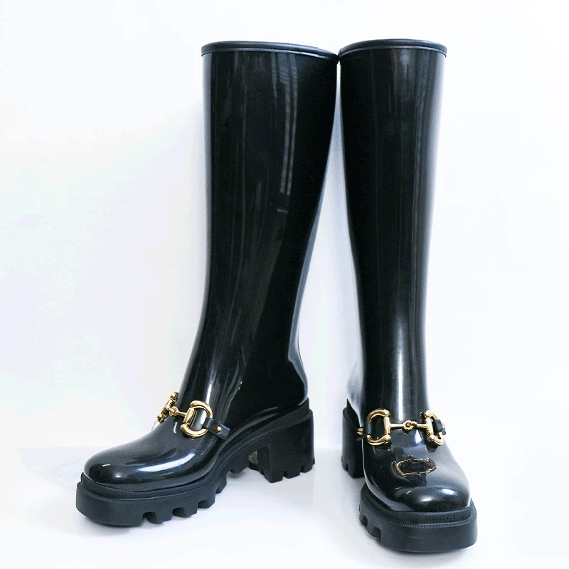 全新未使用 GUCCI/古驰 百搭马衔扣战术马术黑色高筒靴37码