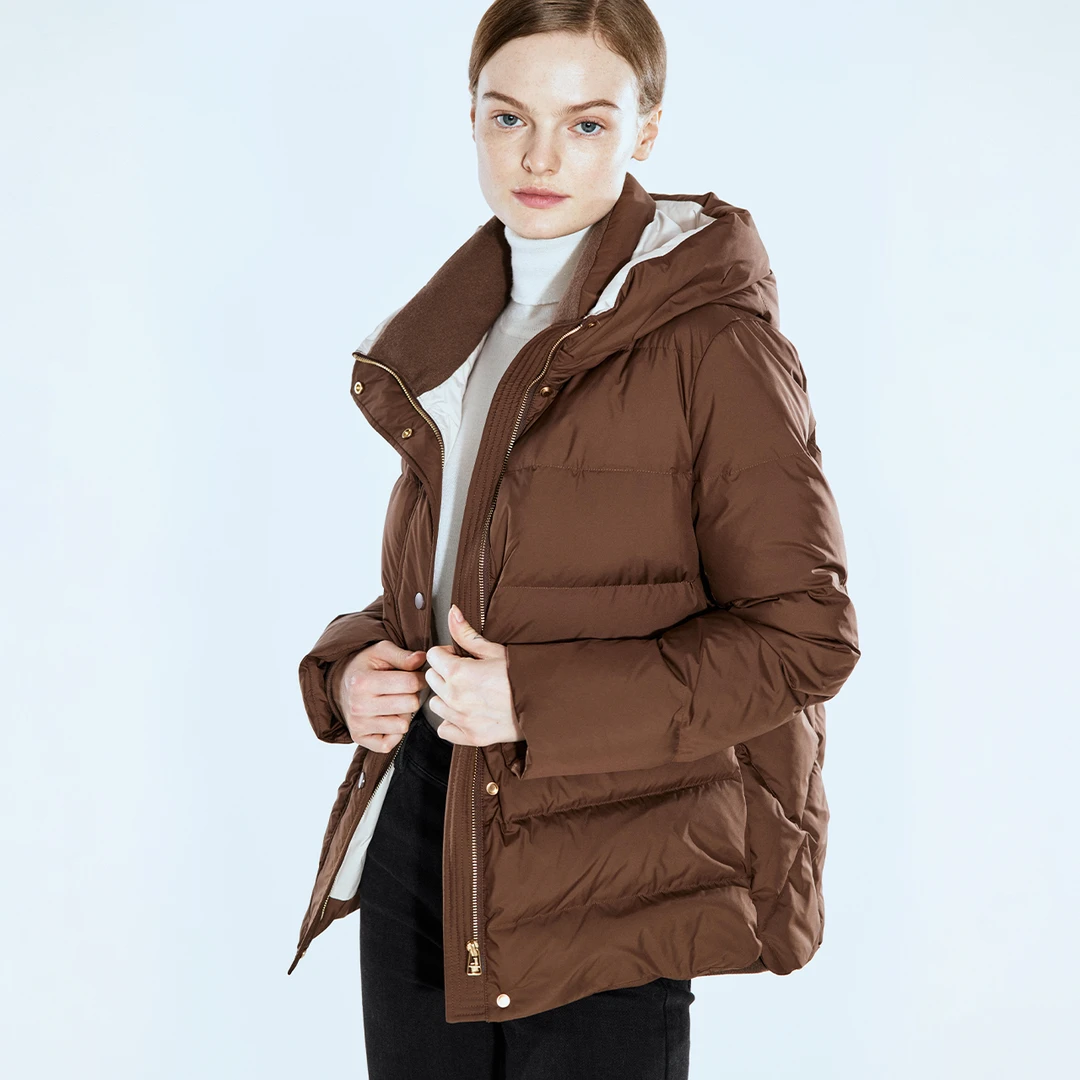 COVERINS冬季新款极简茧形绗缝连帽羽绒服CC34508400