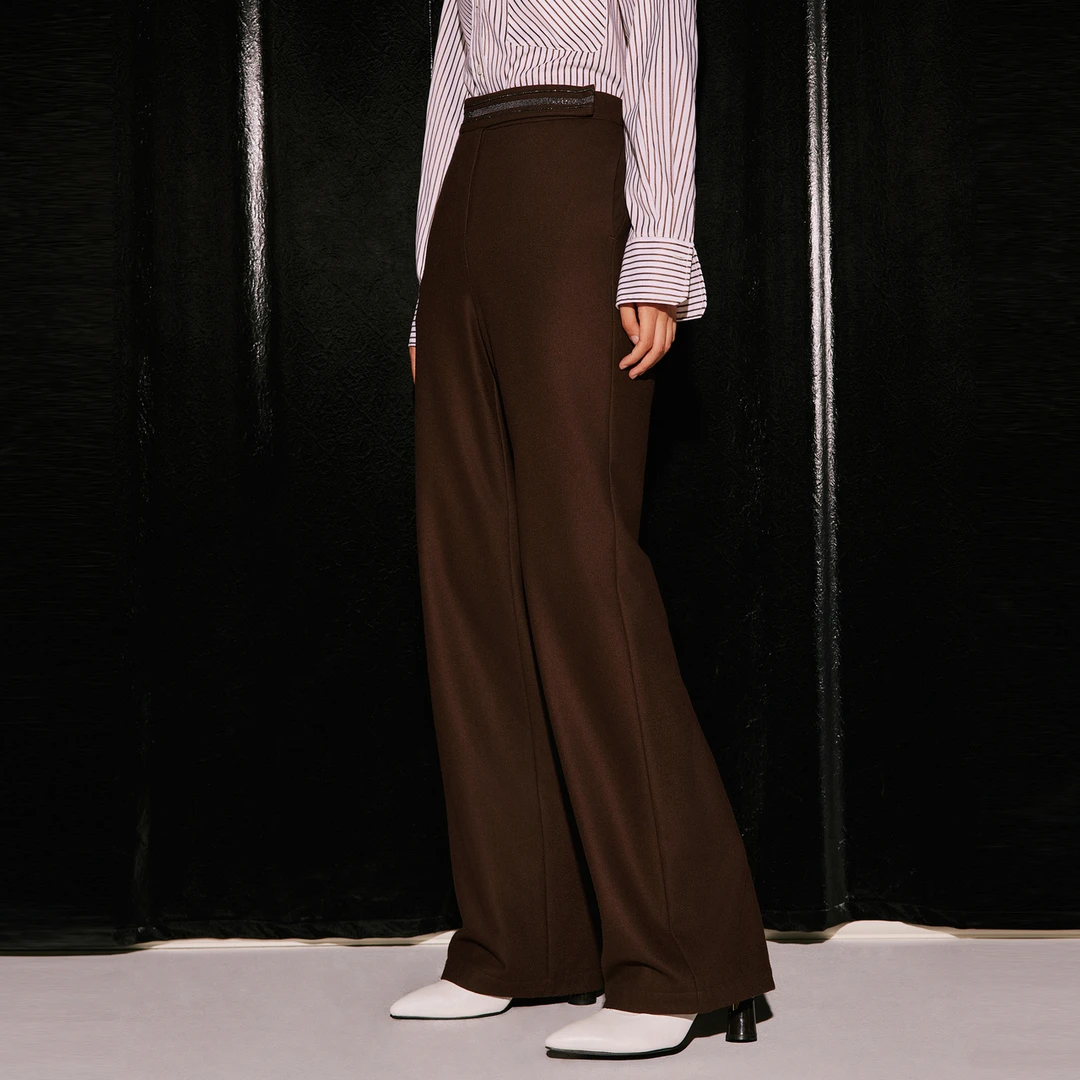 COVERINS冬装新款腰头织带装饰缎面内衬保暖西装裤CC33520060