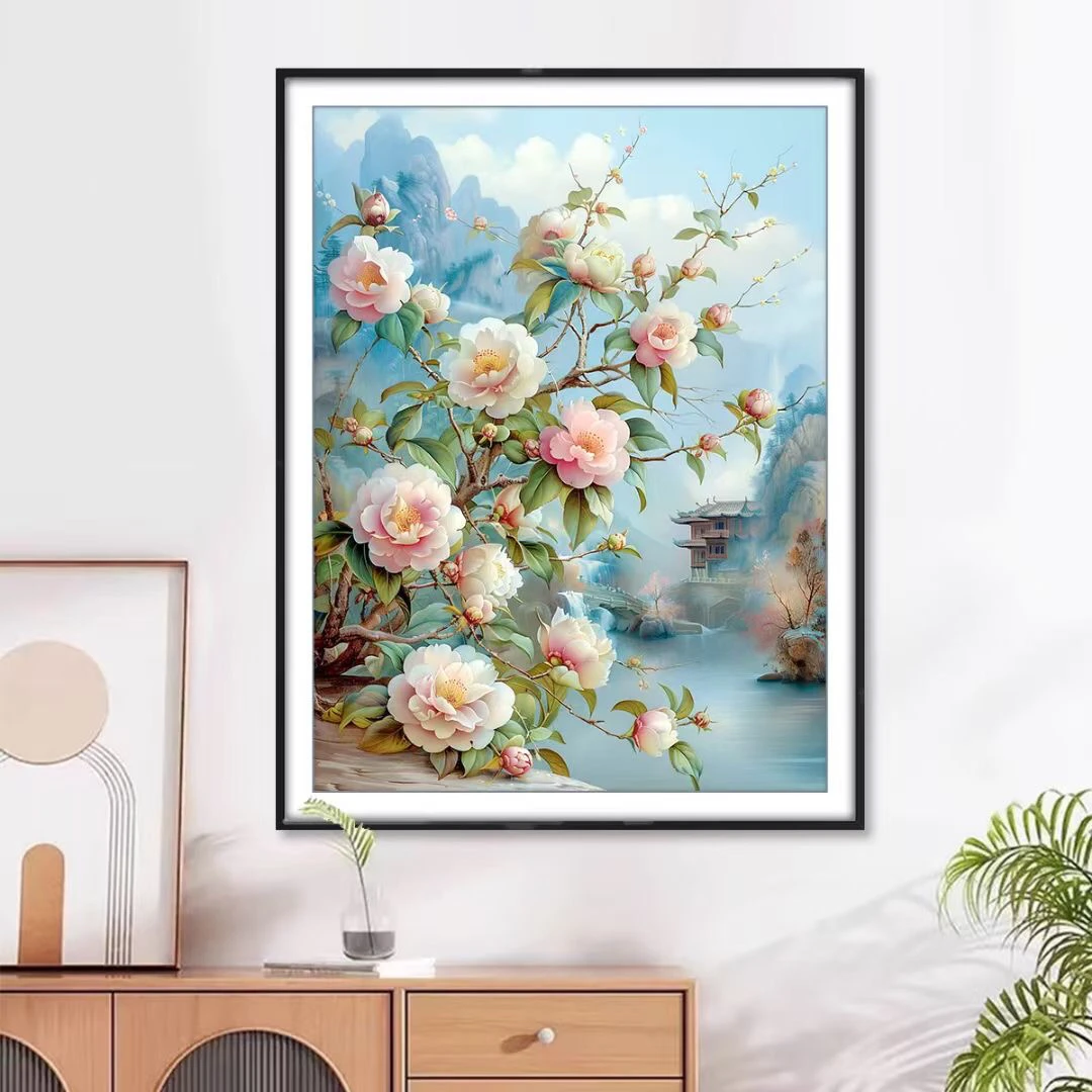 漫山花开大格四股满绣59色90*70-十字绣套件