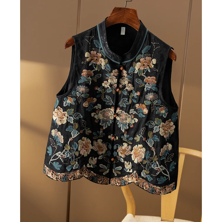 橘红絶美 新中式重工刺绣提花宽松马甲汉服2024新女春天家6M56