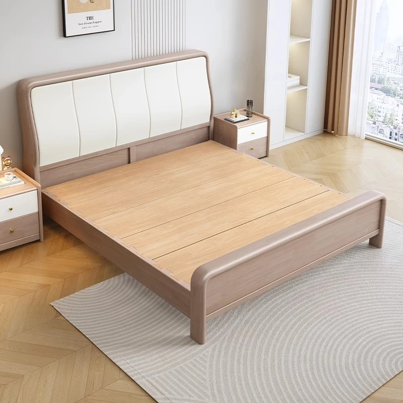 632-3#主卧室实木床头双燕尾榫卯月牙锁新中式大床家用高箱#储物