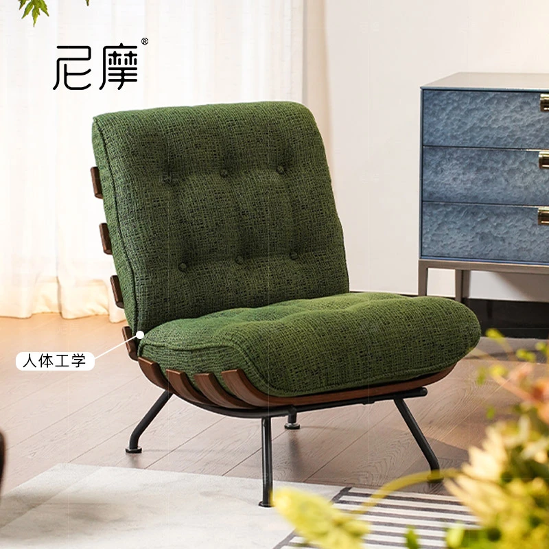 尼摩设计师轻奢极简单人沙发椅客厅实木休闲椅法式复古躺椅老虎椅