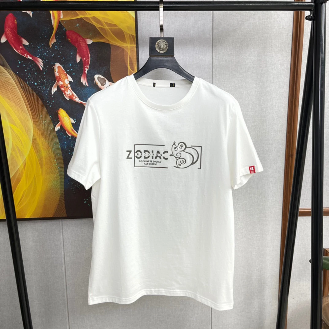 D769夏季白色休闲印花经典简约百搭圆领情侣时尚半袖上衣春夏