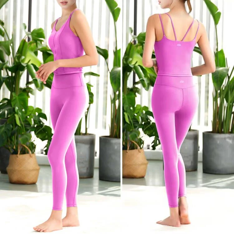 新款套装一体杯套装背心+九分裤套装弹力亲肤裸感运动高腰