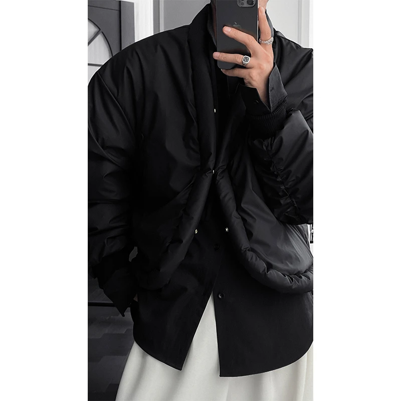 龙叨叨2024冬季新品原创设计款简约纯色棉服潮流百搭保暖棉衣外套