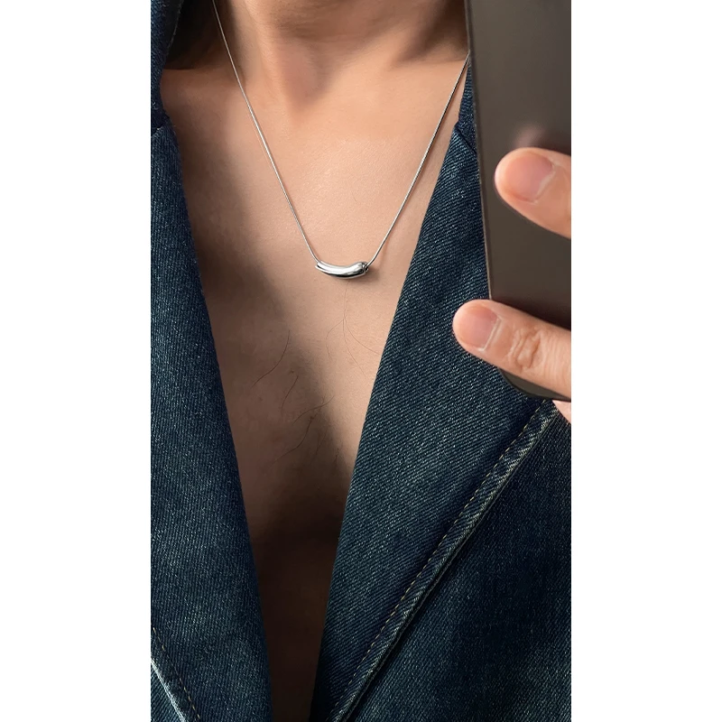 钛钢吊坠 龙叨叨新款潮流欧美简约高级感立体几何百搭钛钢项链