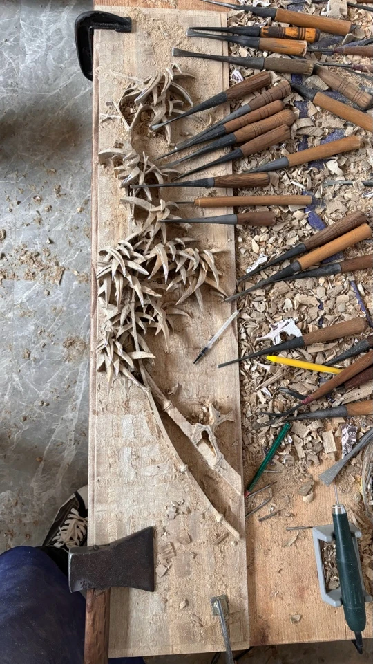 剑川木雕艺术品挂件全手工雕刻竹子墨竹图