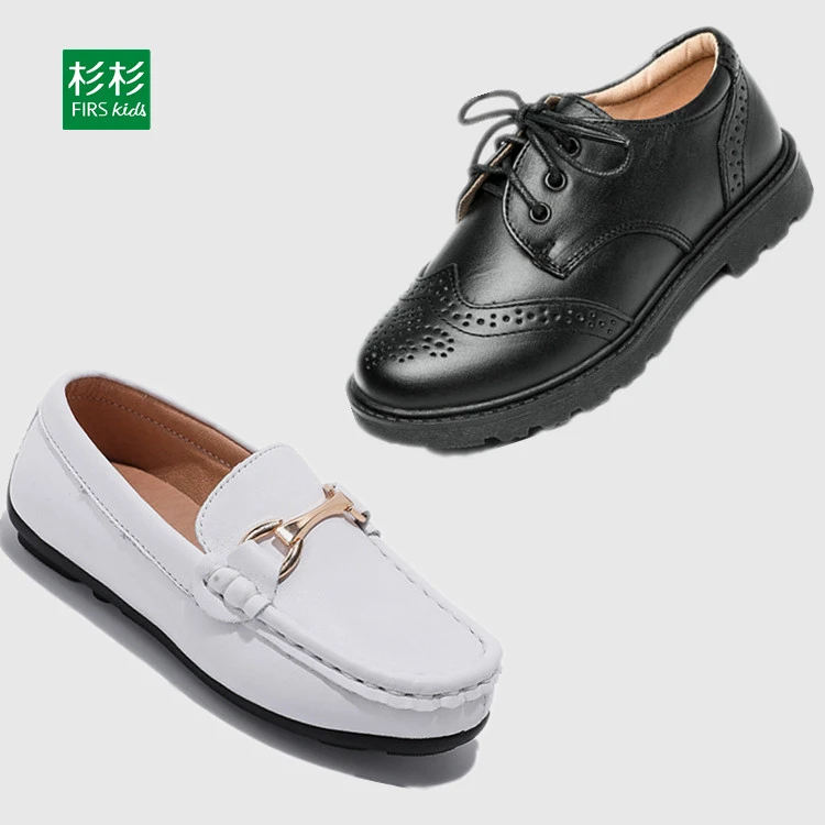 FIRS KIDS男童皮鞋真皮软底中大童儿童表演黑色英伦风学生牛皮鞋