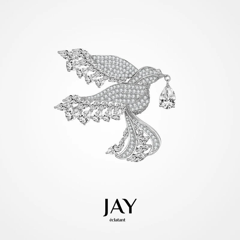 Jay 合金合成锆石胸针 设计师飞鸟胸针女2023年新款别针配饰