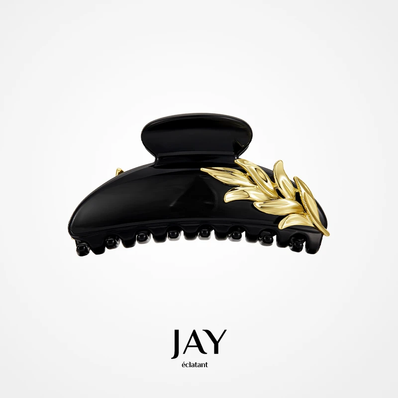 Jay黑金麦穗抓夹女高级感2024新款鲨鱼夹发夹边夹侧边后脑勺发饰