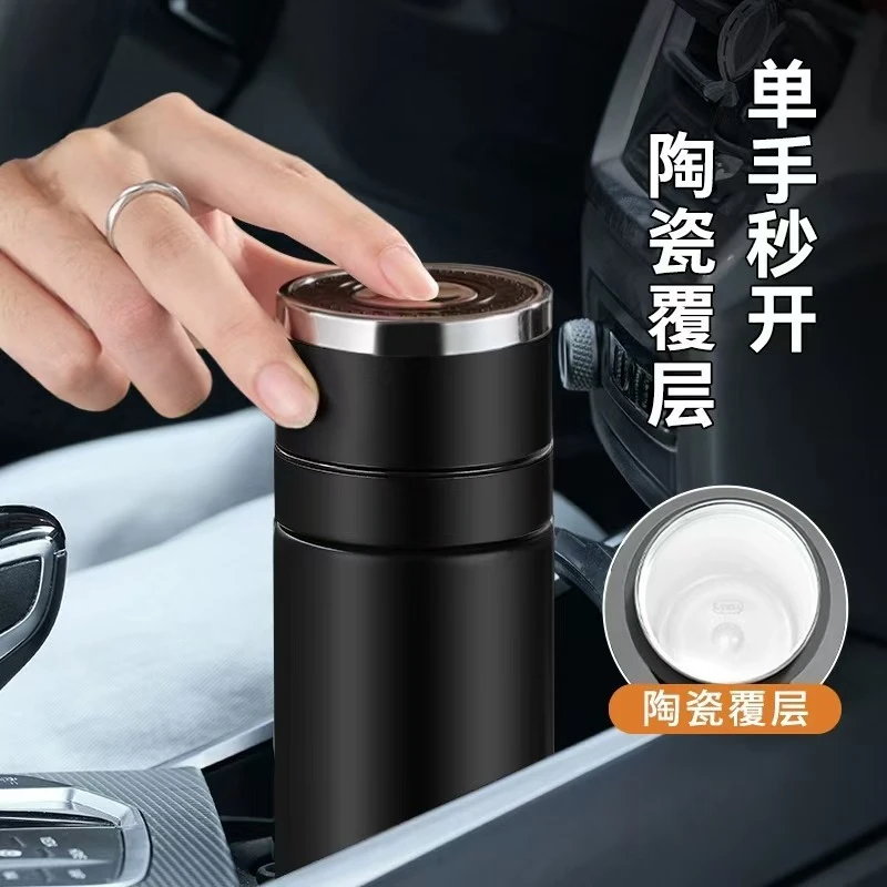 新疆包邮【车载陶瓷杯】保温杯简约便携双层茶水杯真空