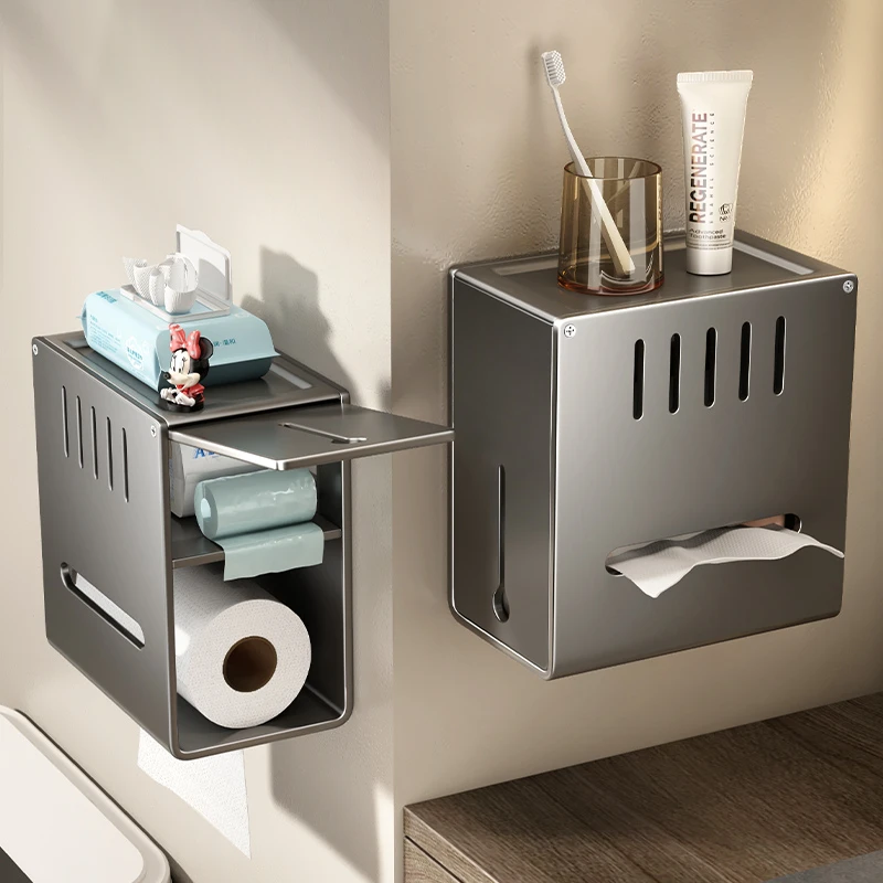 卫生间厕纸盒厕所纸巾盒置物架免打孔抽纸卷纸筒放盒架收纳架壁挂