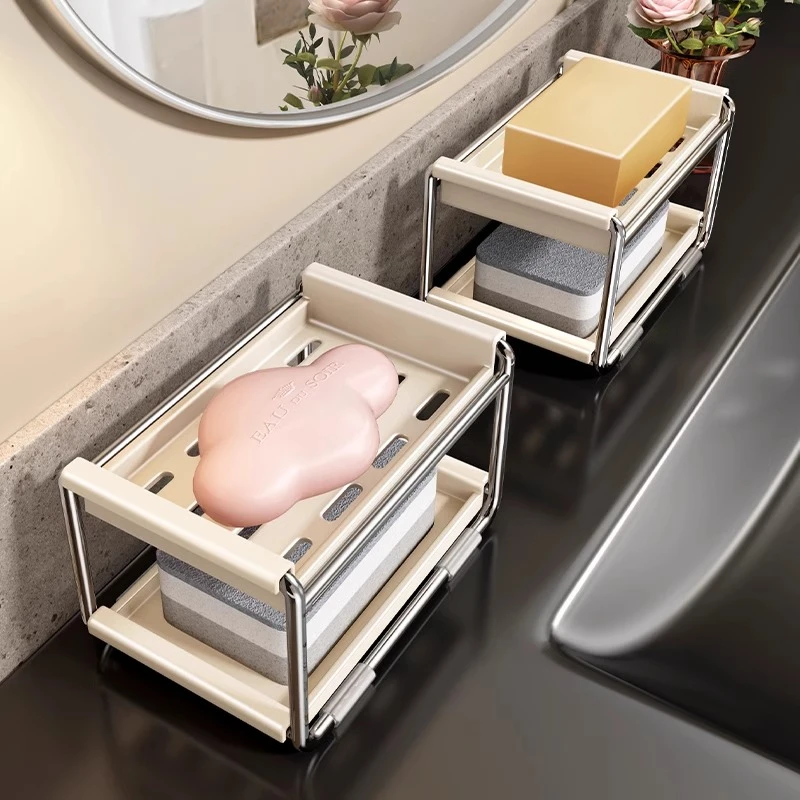 肥皂盒家用厕所洗手台沥水香皂盒卫生间浴室台面肥皂置物架置物架