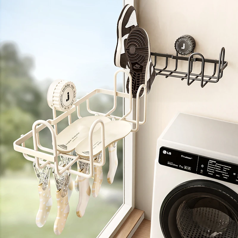 吸盘晾鞋架阳台晒鞋子神器窗台晾衣架简易凉鞋架子袜子晾晒架内裤