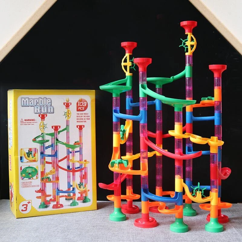 百变儿童滚珠轨道滑道弹珠玩具游戏太空管道积木益智滑道大型玩具