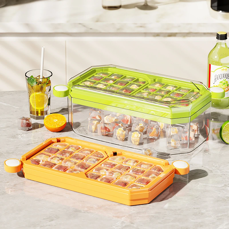 翻转按压冰块模具自制制冰神器家用制冰盒创意硅胶冰格大容量储存