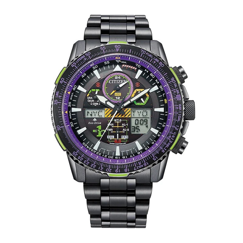 Citizen/西铁城光动能电波男表EVA联名初号机潮流手表JY8138-61E