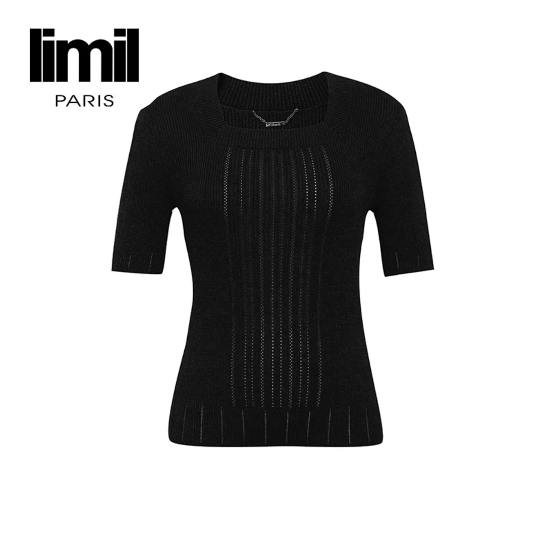 【高定秀场款】简约质感细闪短袖修身薄款针织衫 9399071
