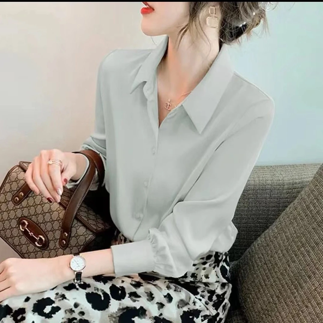 2024秋季新款衬衫气质长袖小众设计感百搭洋气时尚显瘦女装宽松