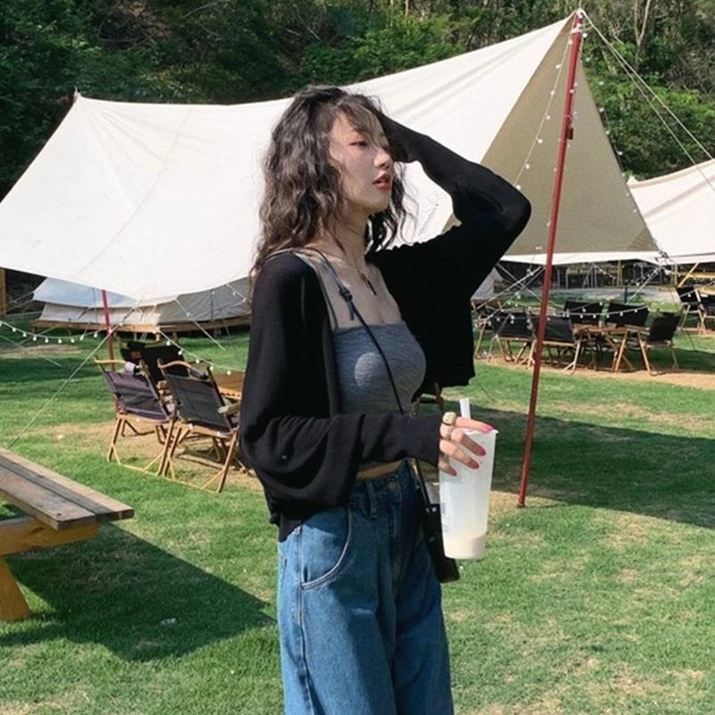 夏季配裙子披肩女薄款坎肩开衫外搭冰丝针织空调罩衫短款防晒外套