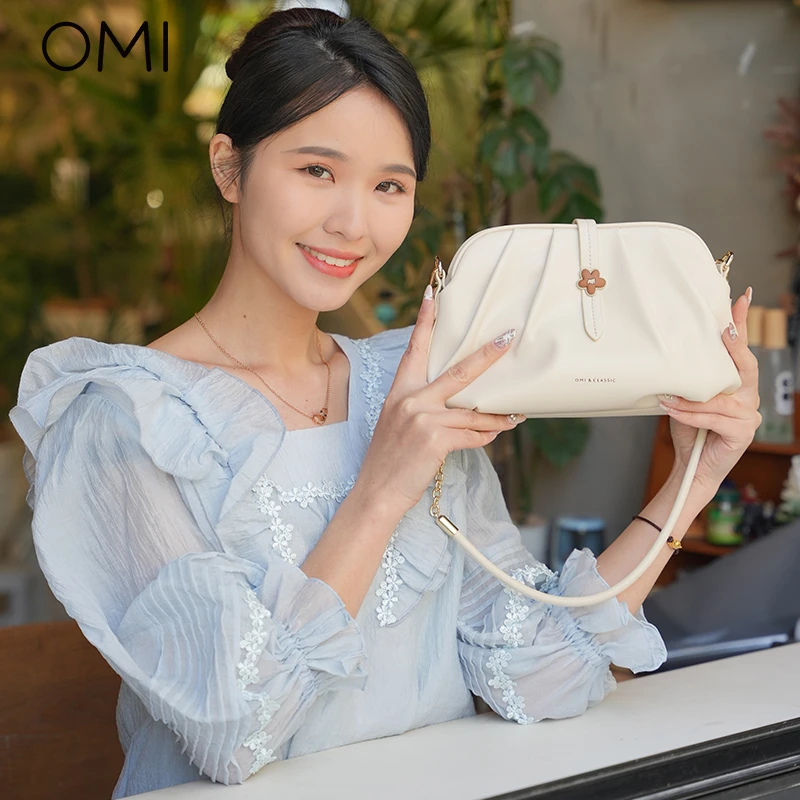 欧米OMI 23春夏新品奶油花朵饺子包柔软腋下包单肩包欧美风时尚