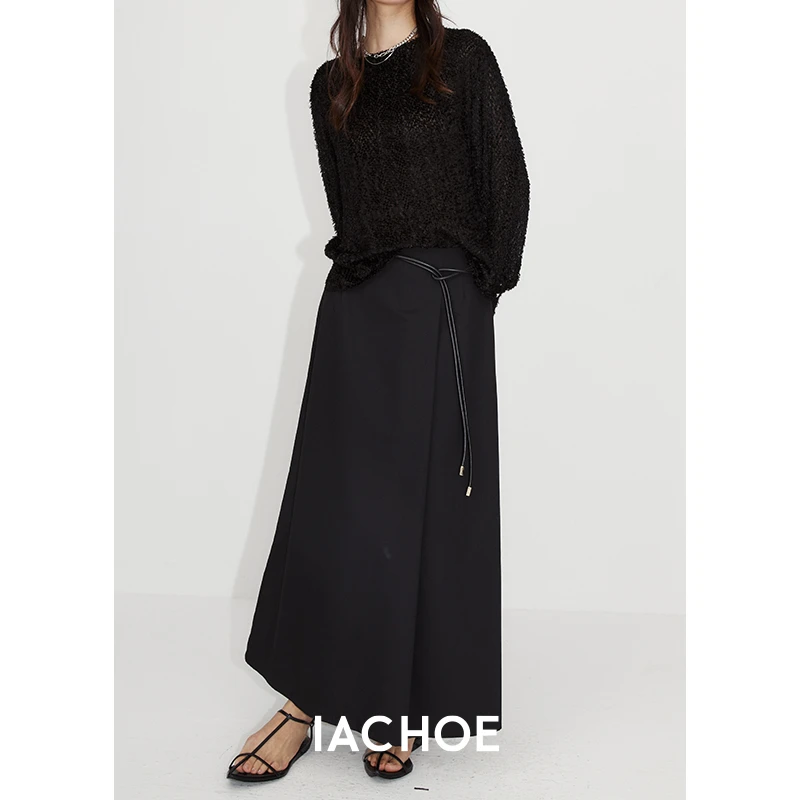 IACHOE 【5050】裙休闲气质设计感直筒半身3461517007