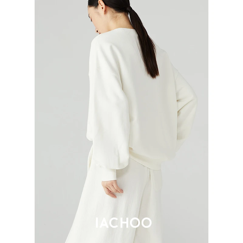 IACHOE【大王】秋冬显白全棉印花圆领小众宽松卫衣3461508001