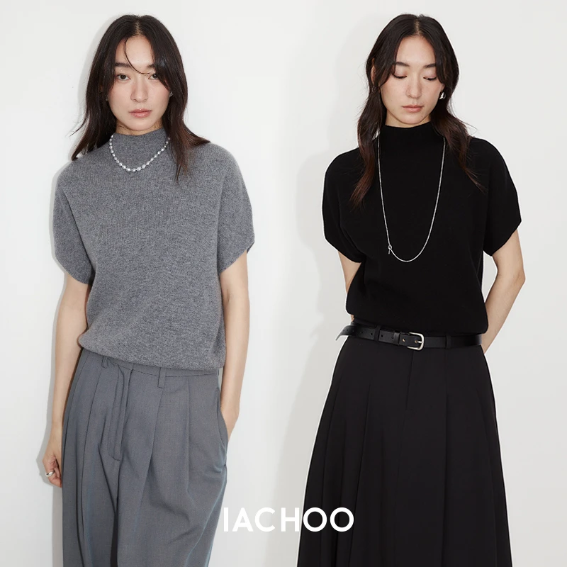 IACHOE短袖纯色圆领套头通勤上衣3461505017