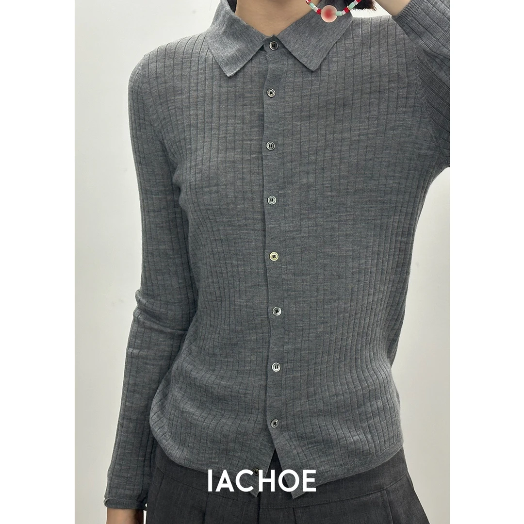 IACHOE单排扣修身翻领毛衣3471506002