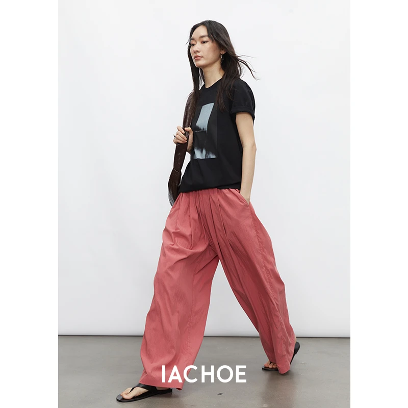 IACHOE夏季新款INS风迷幻印花T恤短袖女 设计感上衣3531501018