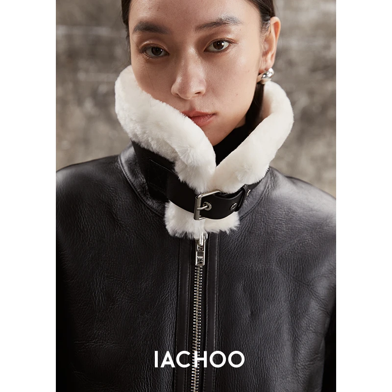 IACHOE机车风羊皮皮毛一体冬季外套3461570003女士