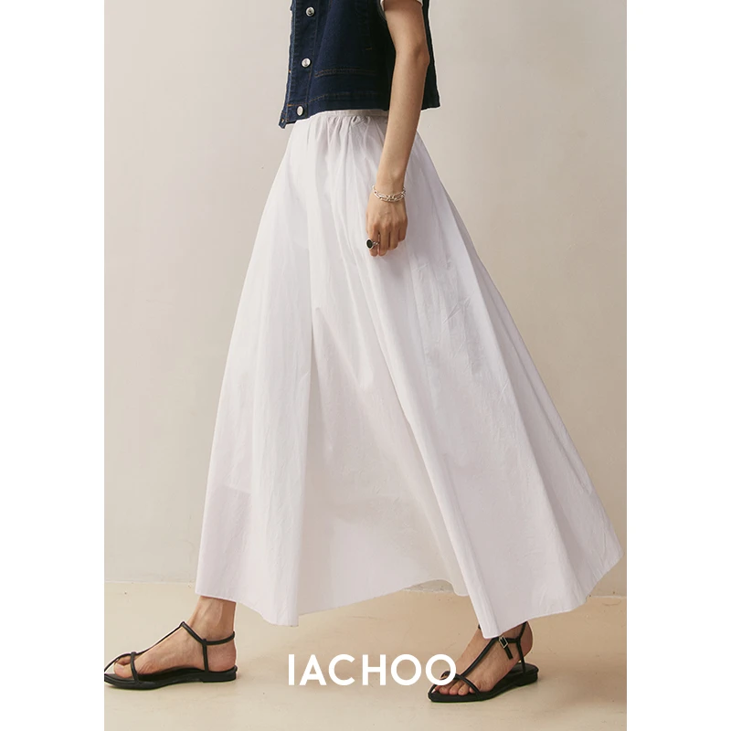 IACHOE【白折痕情书】中腰显瘦气质白色半身裙3431517003连衣裙