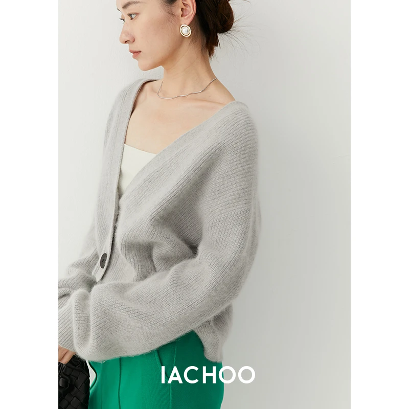 IACHOE两粒扣开衫蝙蝠袖秋季外套女3361305004毛衣