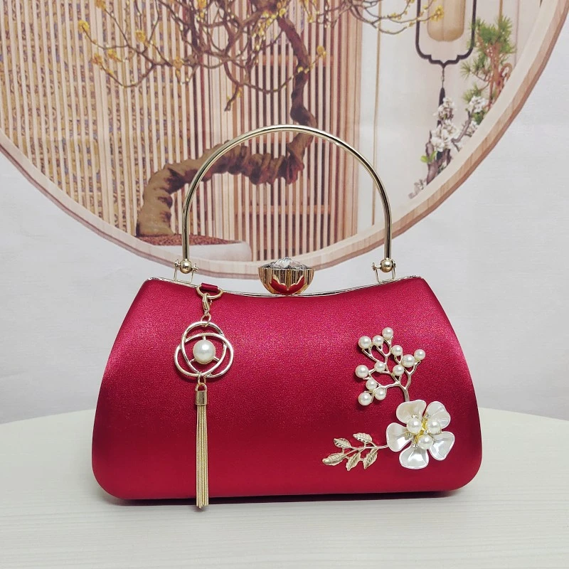 旗袍专用手包2023新款复古手提包喜妈妈婚宴礼服手拿包丝绸宴会包