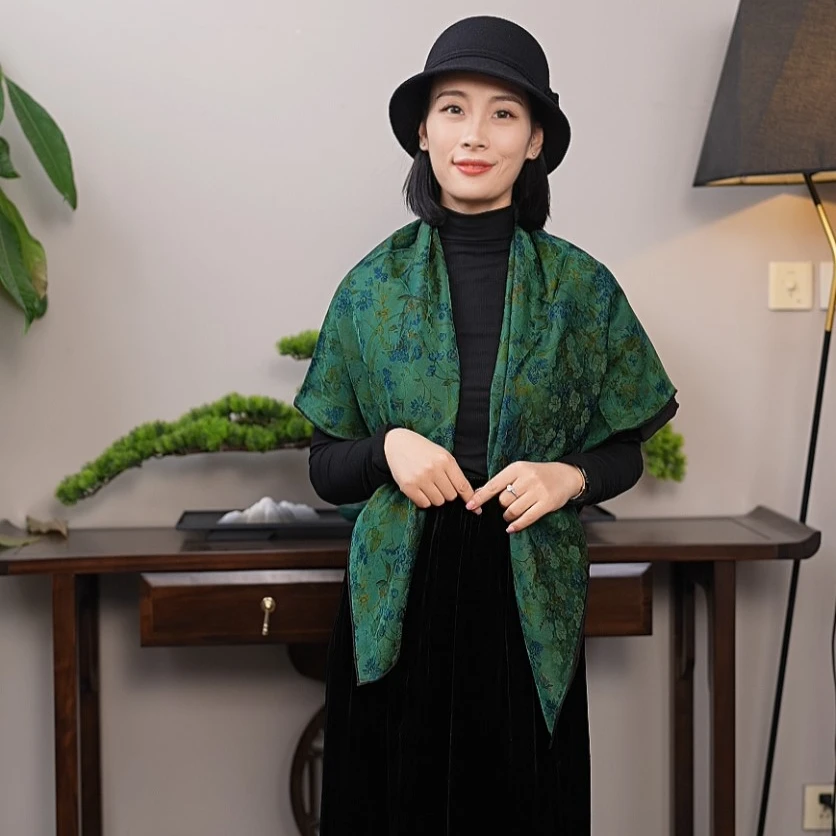 丝迷 祥云 重磅30姆米桑蚕丝香云纱丝巾大方巾106*106cm