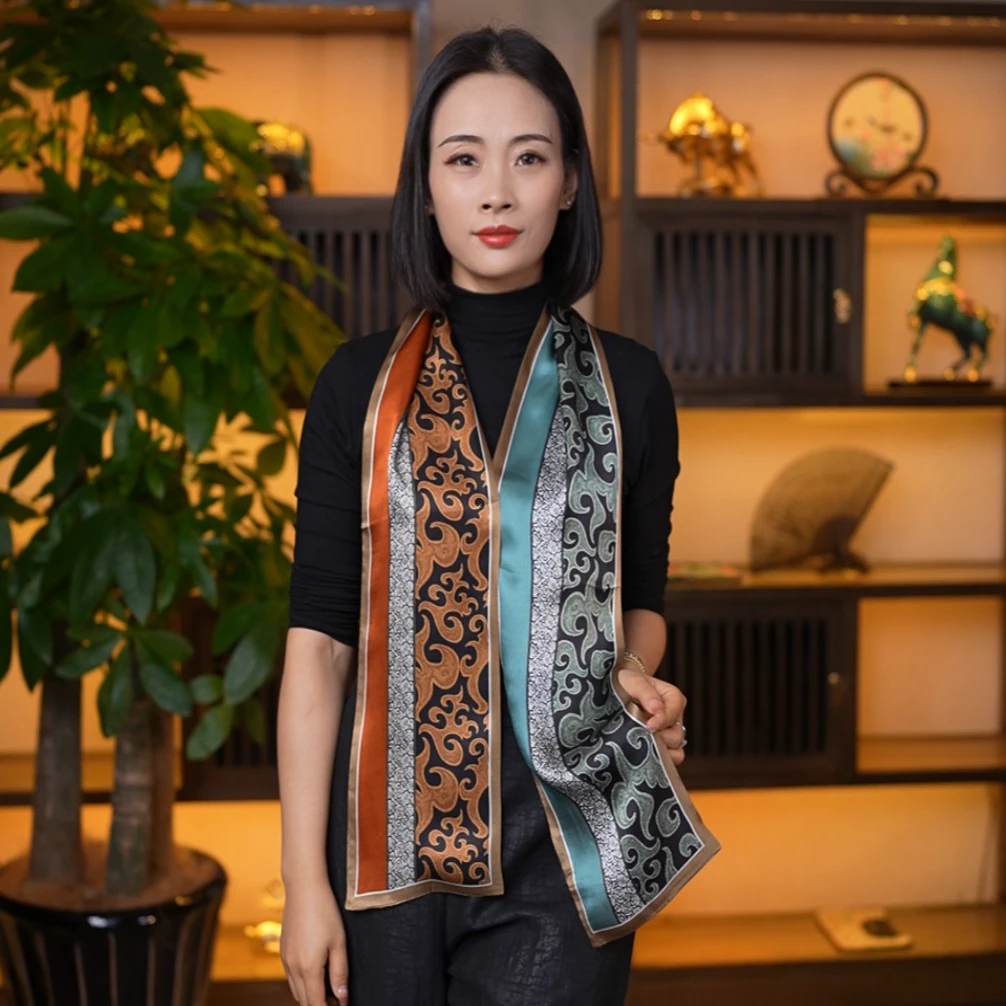 丝迷丝巾 多彩异色 桑蚕丝双层双绉时尚百搭飘带 16*150cm