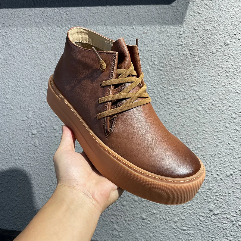 99837高帮真皮一脚蹬套脚秋冬新款头层牛皮鞋休闲皮鞋皮鞋德比鞋