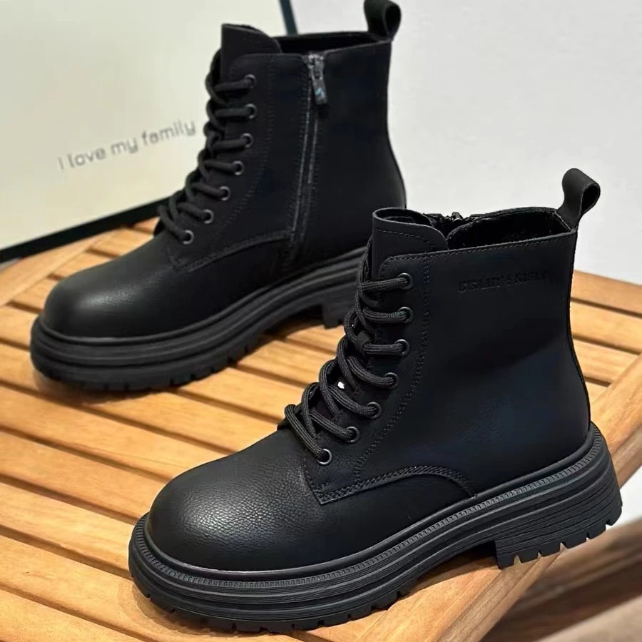 欧货烟筒靴女新款显瘦厚底切尔西靴百搭马丁短靴9008（加绒）