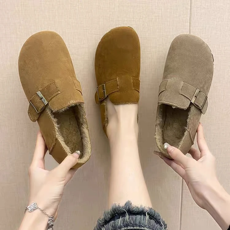 新款秋冬季平底博肯鞋全包一脚蹬毛毛豆豆鞋ML-2