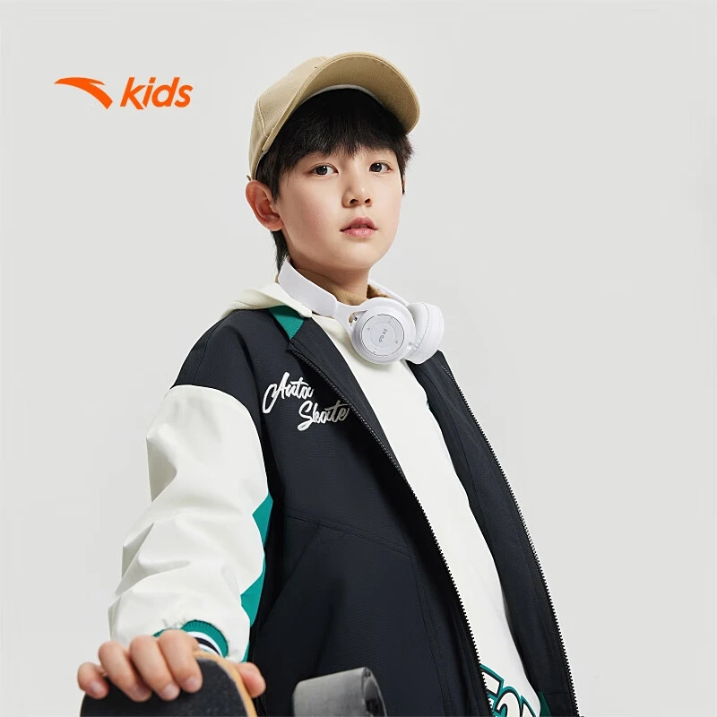 安踏【运动外套】男中大童梭织运动外套上衣2024秋季少年顽家秋装