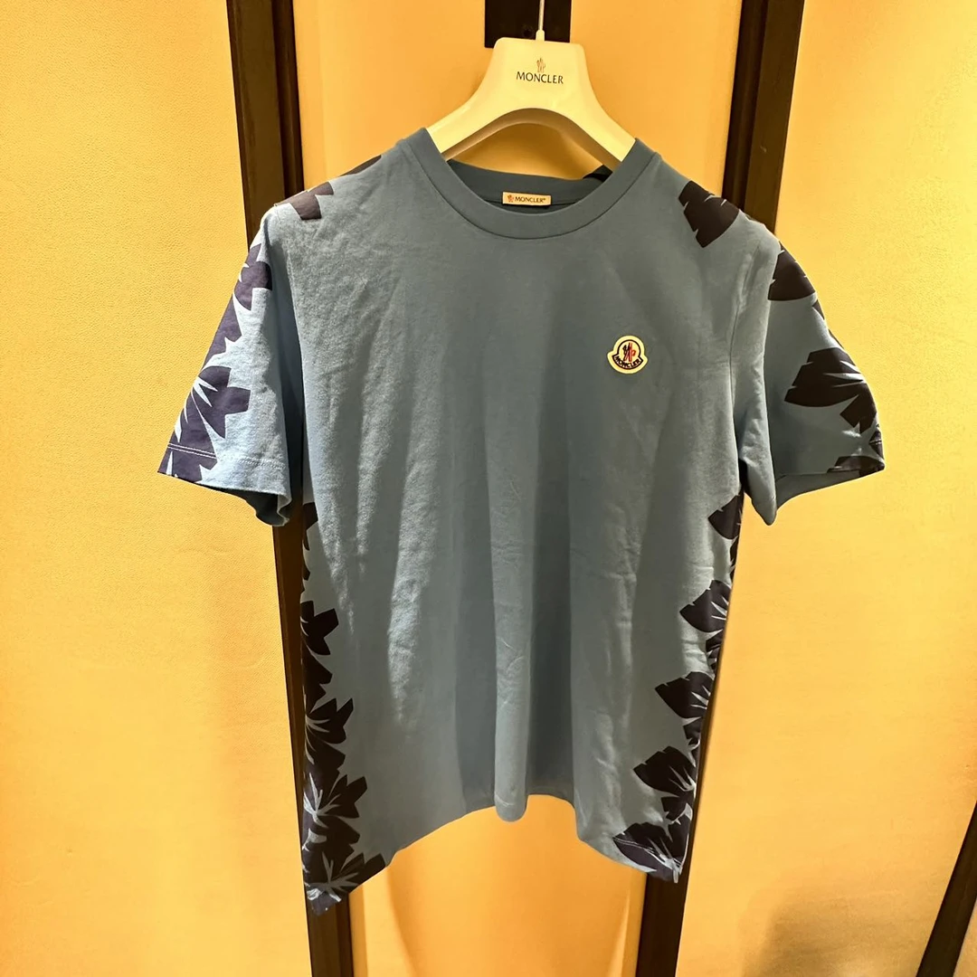 全新未使用 MONCLER 盟可睐蒙口/GG精选/男士蓝色短袖T恤 福利款