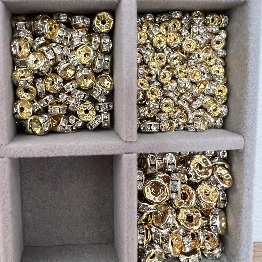 【海家】铜镀真金带锆车轮隔片串珠隔珠手链配件材料手工diy配件