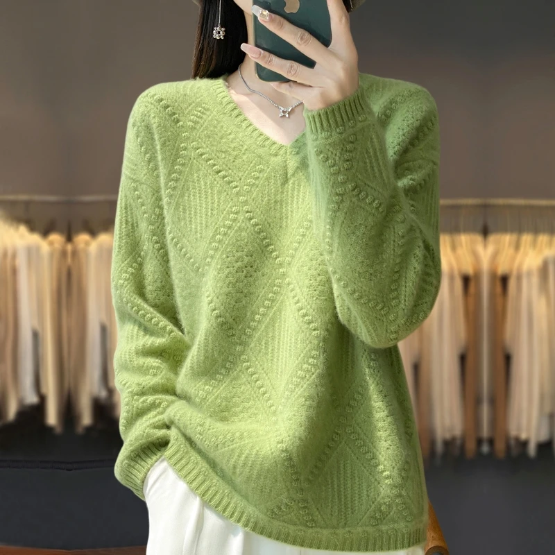 胖mm秋冬大码v领子毛衣女宽松慵懒2025新款内搭可外穿针织打底衫