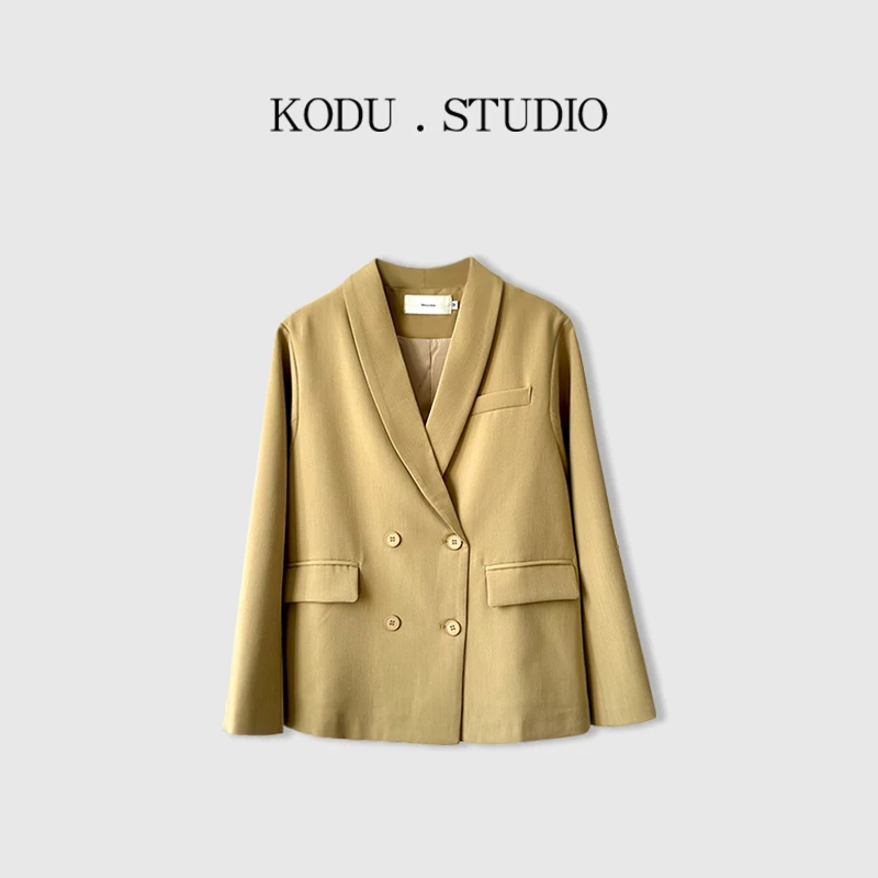 L【刻度KODU】WJ-4677秋季英伦风设计感时尚气质廓形四粒扣西服外套