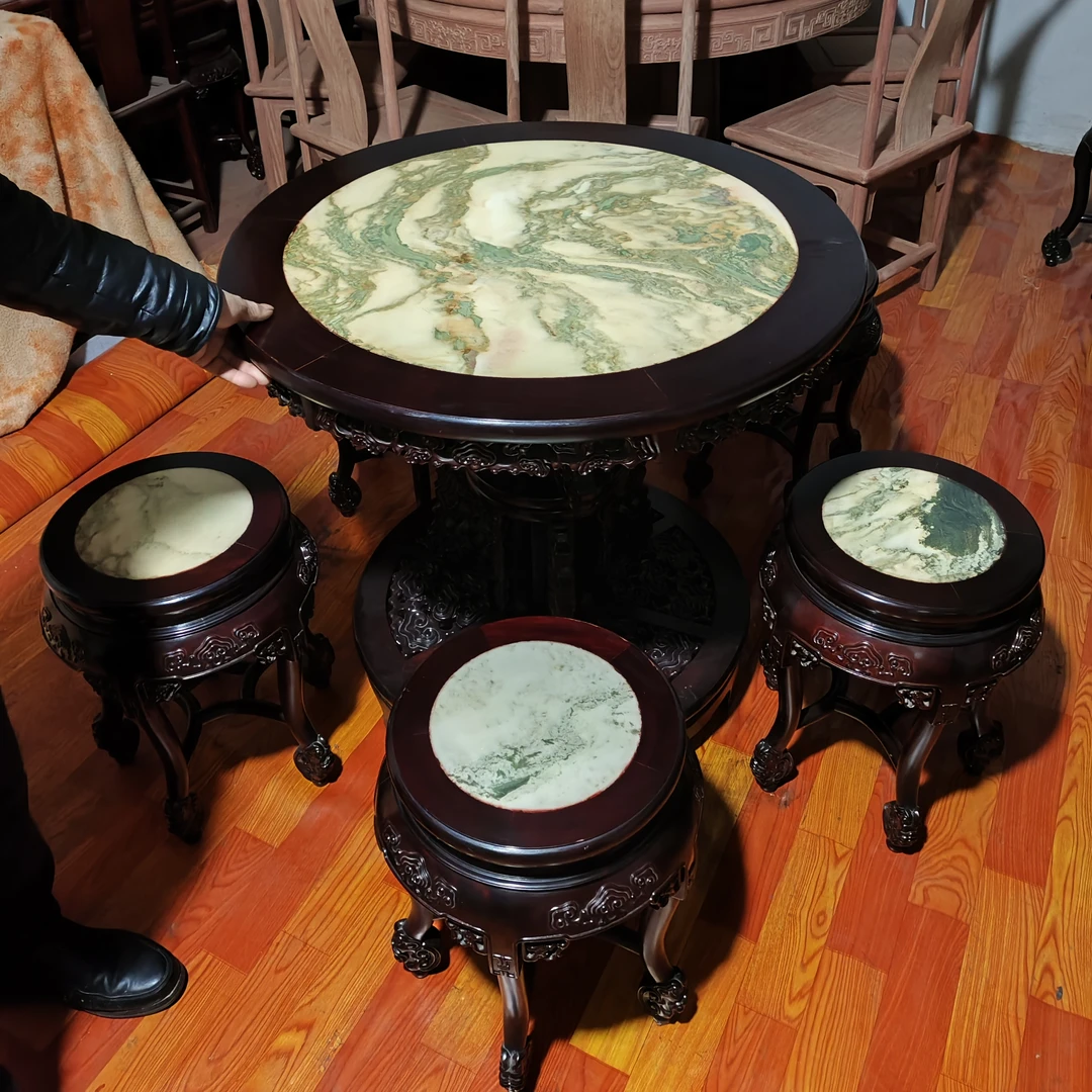 古典餐桌椅圆桌圆台百灵台红木圆台大理石餐桌饭桌茶桌小户型饭桌